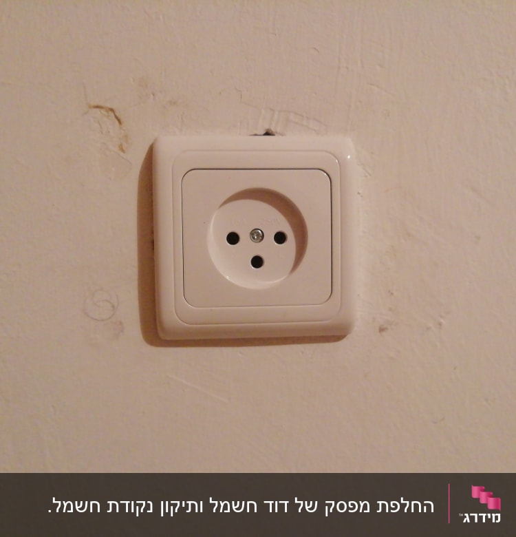 שקע חשמלי לבן מותקן על קיר